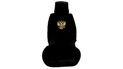Целиковая накидка из искусственного меха на сиденья автомобиля Герб России фото